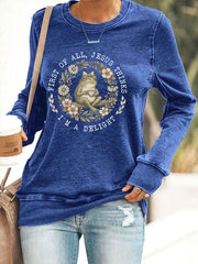 Women's 'Jesus Thinks I'm A Delight' Printed Casual Sweatshirt