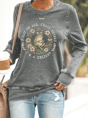 Women's 'Jesus Thinks I'm A Delight' Printed Casual Sweatshirt