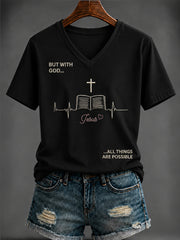 Women's Faith Printed V-neck T-shirt