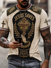 Men's Christian JESUS SAVES Cross Short Sleeve T-shirt