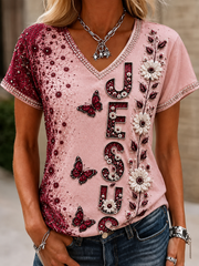 Women's Christian JESUS Art Short Sleeve T-shirt