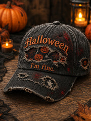 Unisex Retro Halloween Pumpkin Spider Ghost Art Print Hat