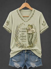 Women's 'I Could Be Meaner But Jesus Said No' Printed Casual T-Shirt
