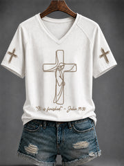 Women's Faith Printed V-neck T-shirt