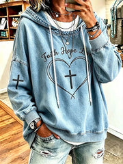 Women’s Faith Print Casual Hoodie