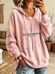 Women’s 'Faith Over Fear' Printed Casual Hoodie