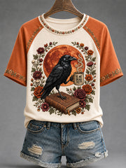 Women's Is He Dead Yet? Funny Dark Humor Raven Print Tee