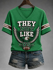 Women's They Not Like Us Football Gameday Gift For Football Fans Casual V-Neck Tee