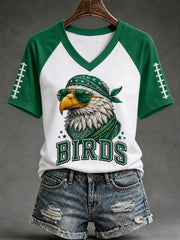 Women's Football Gameday Gift For Football Fans Casual V-Neck Tee