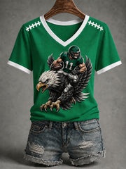 Women's Football Gameday Gift For Football Fans Casual V-Neck Tee