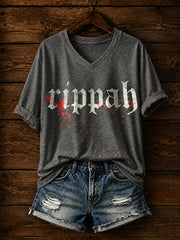 Women's Funny Halloween Vampire Art Printed T-shirt