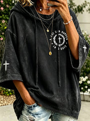 Women's faith theme pattern printed casual hoodie
