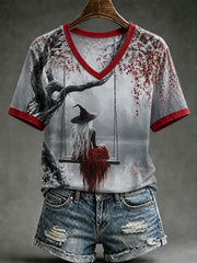 Women's Halloween Witch Art Short Sleeve T-shirt