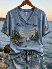 Women's Lake Ontario Print Casual T-Shirt