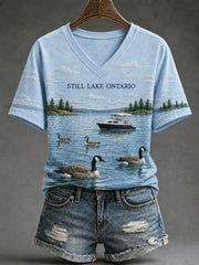 Women's 'STILL LAKE ONTARIO' Lake Ontario Natural Scenery Casual T-shirt