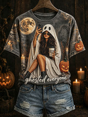 Women's Halloween "ghosted everyone" T-shirts