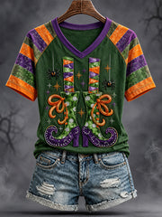 Women's Halloween Witches Art Printed T-shirt