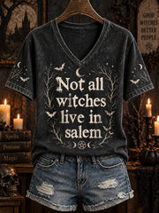 Women's Halloween-themed slogan print casual short-sleeve T-shirt