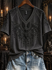 Women's Halloween Gothic Lace Bat Art Print short-sleeved T-shirt