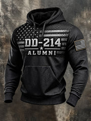 Men's Veterans Day DD-214 Alumni US Flag Print Casual Hoodie