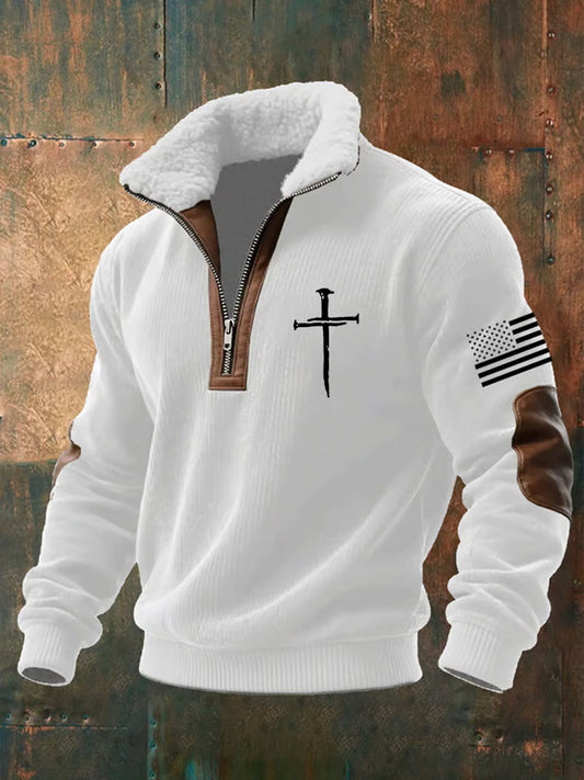 Men's Faith Cross Baggy Zip-up Hoodie