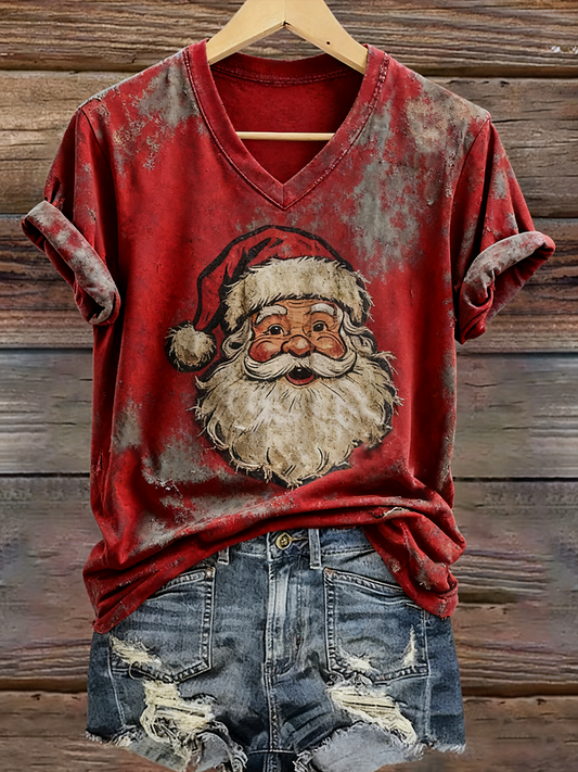 Women's Santa Claus Printed Casual T-shirt