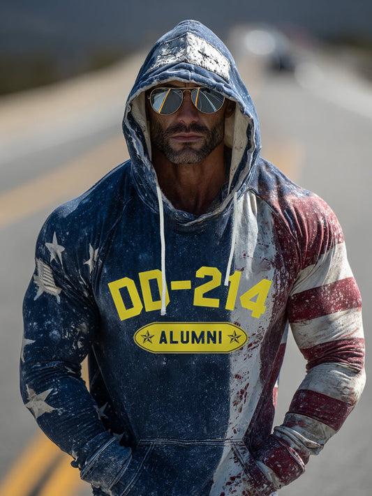 Men‘s Vintage DD-214 Alumni Veteran Print Casual Hoodie
