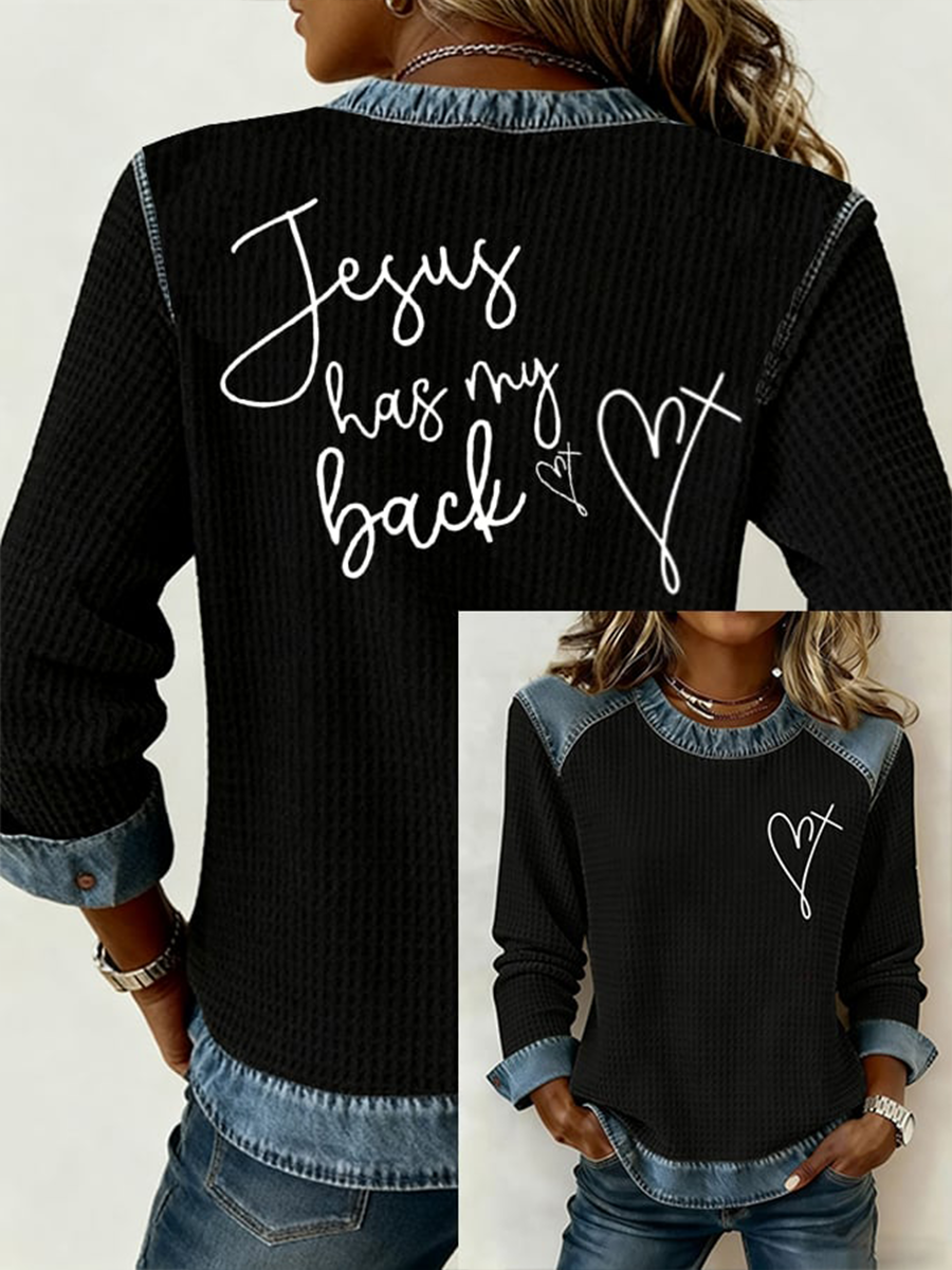 Women's Jesus Has My Back Print Top