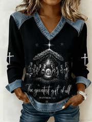Women's Nativity V-neck Sweatshirt