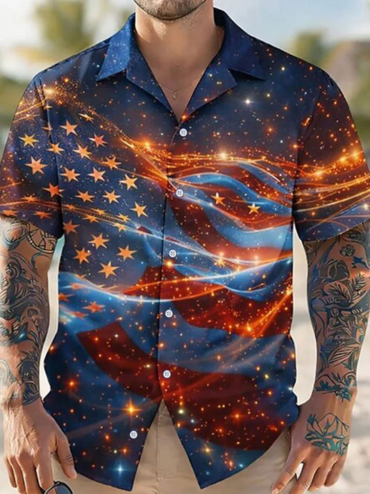 Men's Flag Art Print Casual Shirt