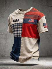 Men's USA Embroidery Pattern Vintage T-Shirt