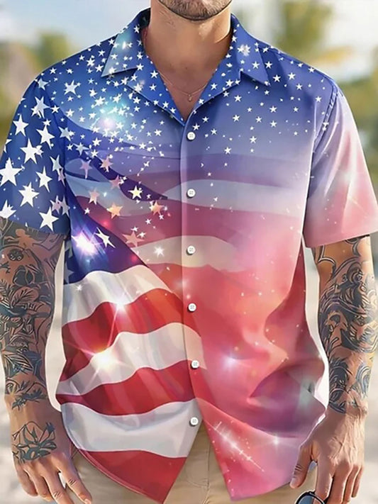 Men's Flag Art Print Casual Shirt