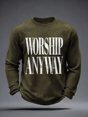 Men's Worship Anyway Print Waffle Long-Sleeve T-Shirt