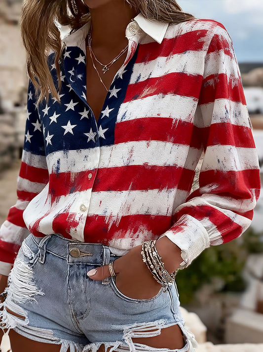 Women's American flag casual shirts