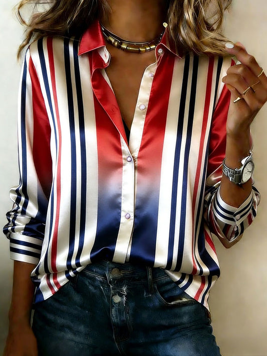 Women's American striped satin shirts