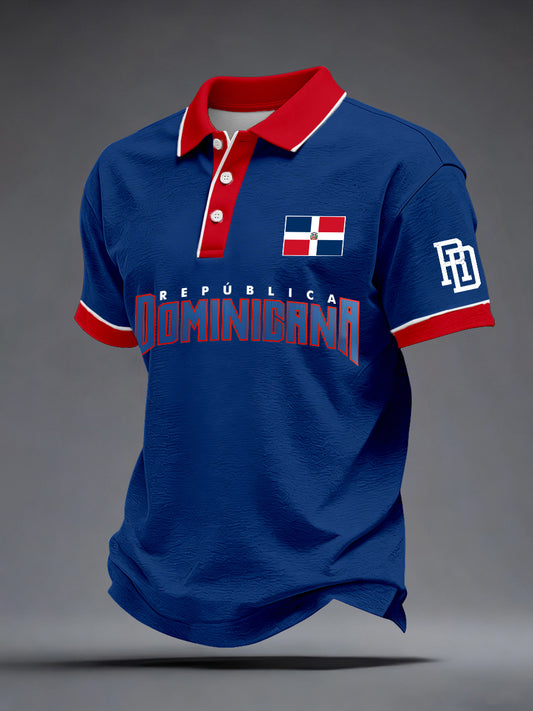 Men's Dominican Republic Inspired Print Polo Shirt