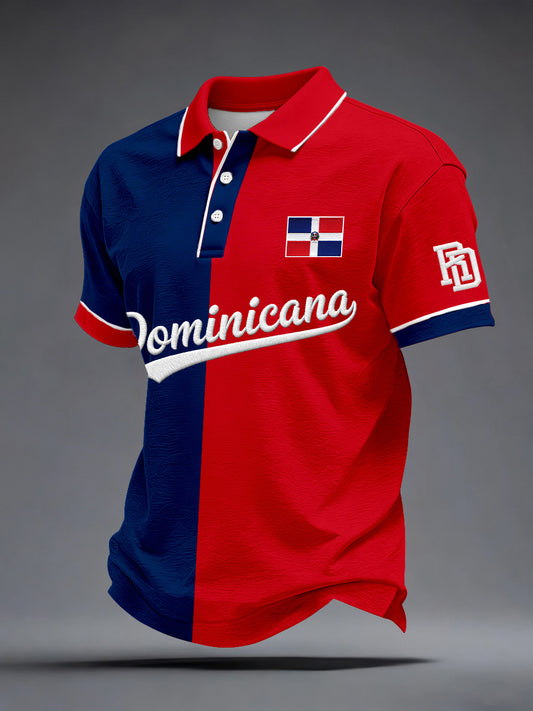 Men's Dominican Republic Inspired Print Polo Shirt