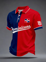 Men's Dominican Republic Inspired Print Polo Shirt