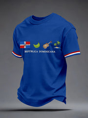 Men's Dominican Republic Inspired Embroidery Pattern T-Shirt