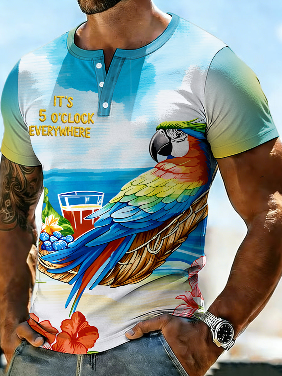 Men's Vacation Beach Style Margs Lover Printed Casual Tops