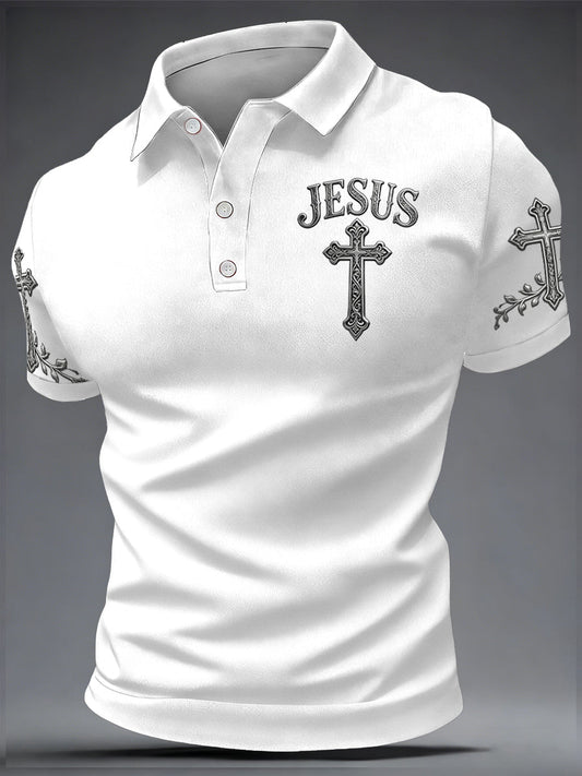 Men's JESUS Print Casual Top