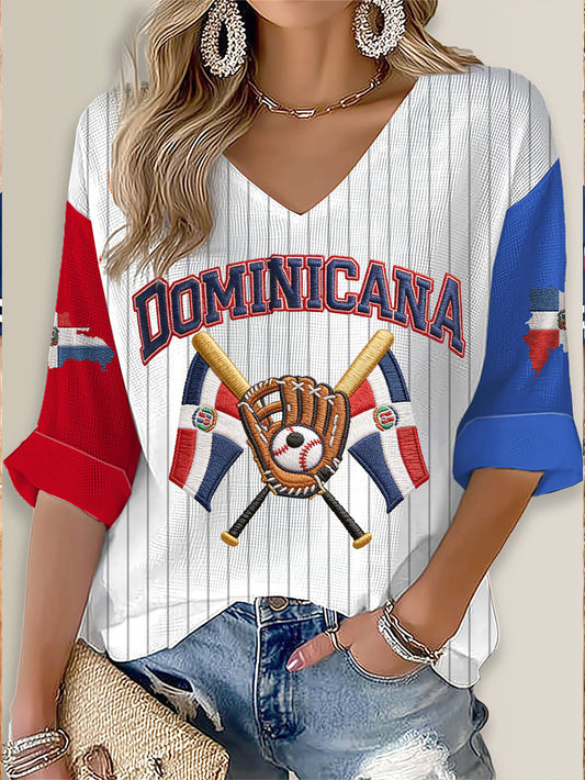 Women's Baseball Print Casual T-Shirt