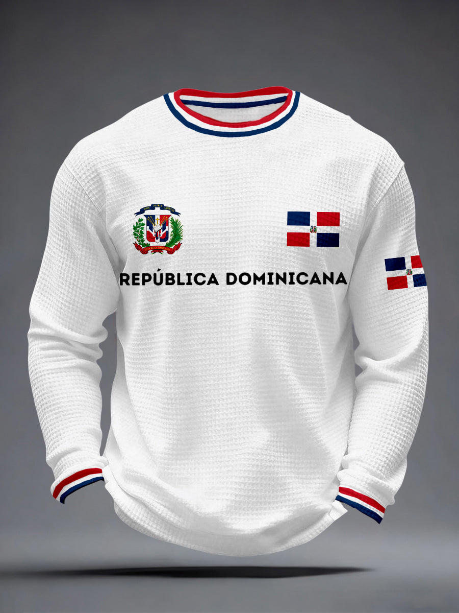 Men's Dominican Republic Print Waffle Long-Sleeve T-Shirt