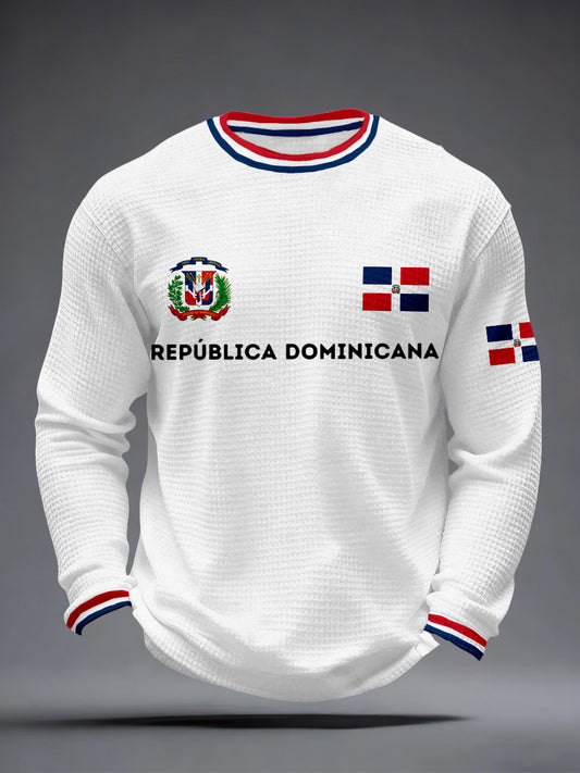 Men's Dominican Republic Print Waffle Long-Sleeve T-Shirt