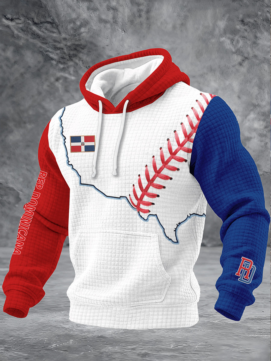 Men's Baseball Print Casual Hoodie