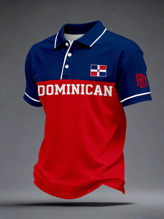 Men's Dominican Republic Print Polo Shirt