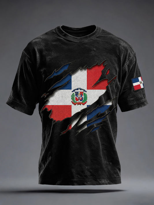 Men's Dominican Republic Inspired Print Vintage Washed T-Shirt