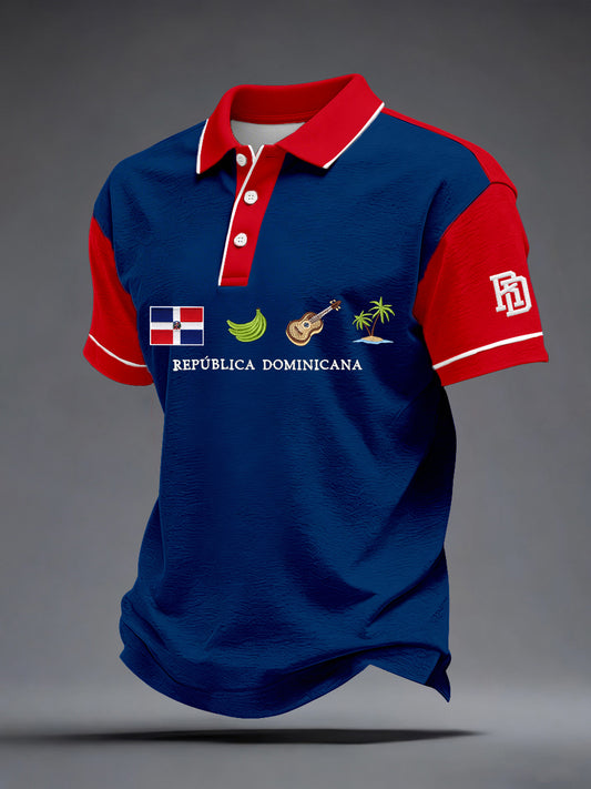 Men's Dominican Republic Inspired Print Polo T-Shirt