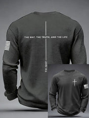 Men's Jesus The Way The Truth The Life Cross  Waffle Long Sleeve T-Shirt