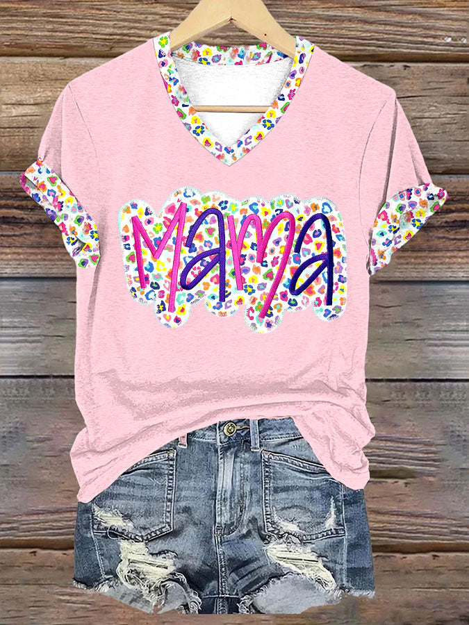 Women's Mother's Day MAMA In Floral Short-sleeved T-shirt